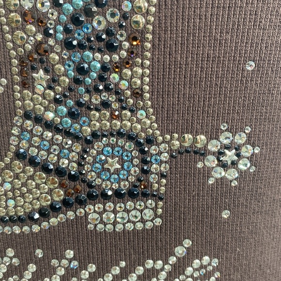 Vintage Western Ribbed Tank Top Boot Print Austrian Crystal Large - Picture 4 of 11